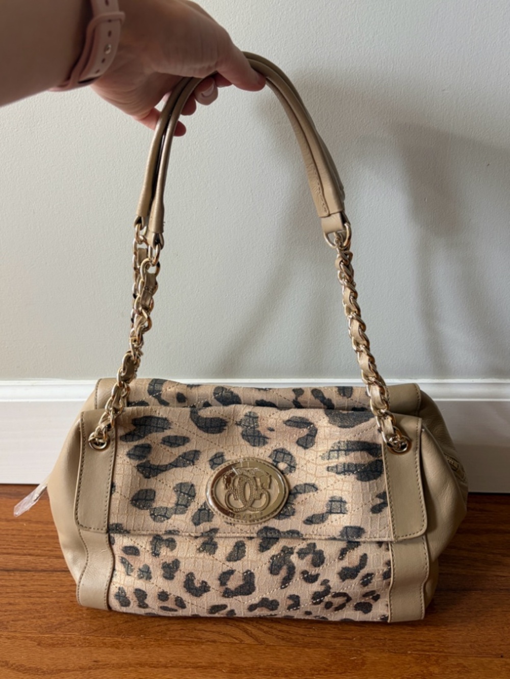 NEW Rare Vintage Y2K Original by Sharif Purse Leopard Print Gold Chain Leather
